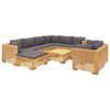 vidaXL 10 pcs conjunto lounge jardim c/ almofad&otilde;es madeira teca maci&ccedil;a