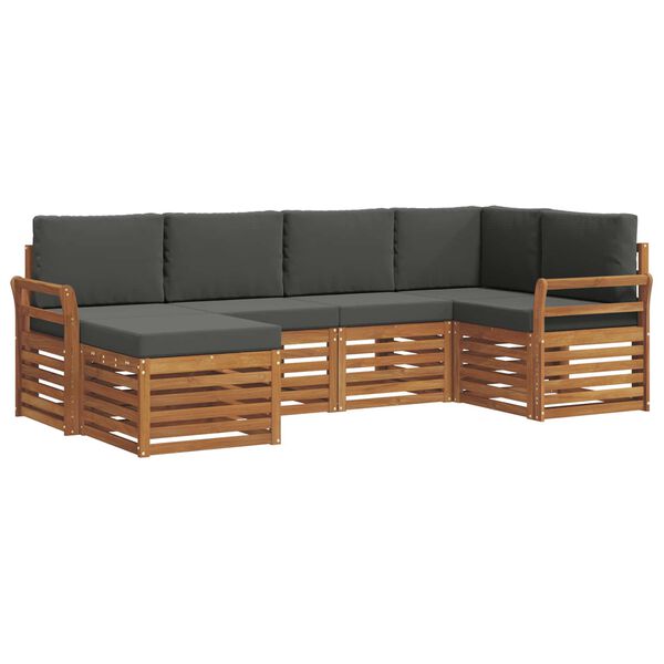 vidaXL Conjunto de Sof&aacute; Sectional 6 pcs Natural e Antracite