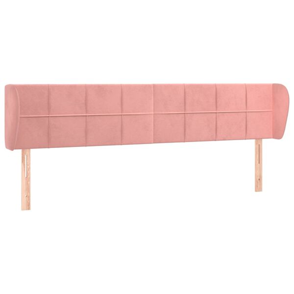 vidaXL Cabeceira de cama c/ abas veludo 183x23x78/88 cm rosa