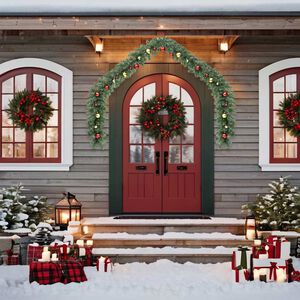 vidaXL Grinalda de Natal decorada com enfeites e luzes LED 5 m