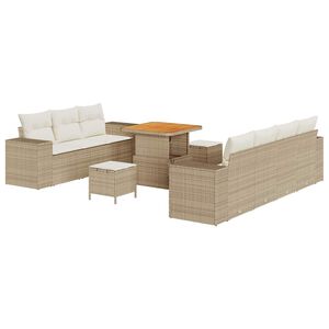 vidaXL Conjunto de Sof&aacute; de Jardim 10 unid. Bege vime PE