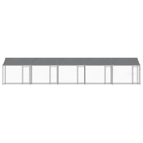 vidaXL Jaula para cão com telhado/portas 10x2x2m aço galvanizado cinza