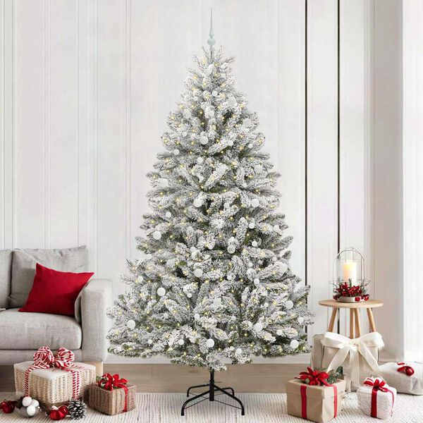 vidaXL &Aacute;rvore de Natal Artificial Verde e Branco 240 cm PVC e Metal