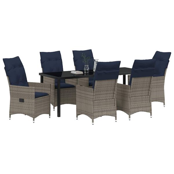 vidaXL Conjunto de Mesa e Cadeiras 7 pcs Cinzeto Rattan de PE