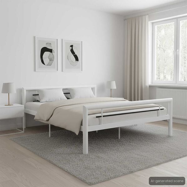 vidaXL Estrutura de cama 160x200 cm metal branco e preto