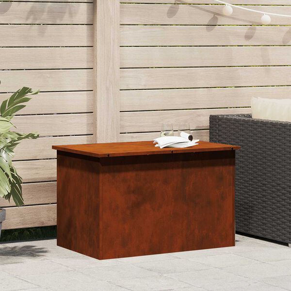 vidaXL Caixa de Armazenamento Externa Ferro Enferrujado