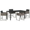 vidaXL Conjunto de Jantar para Jardim 5 unid. Cinzeto vime PE