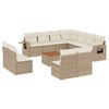 vidaXL 12 pcs conjunto de sof&aacute;s p/ jardim com almofad&otilde;es vime PE bege