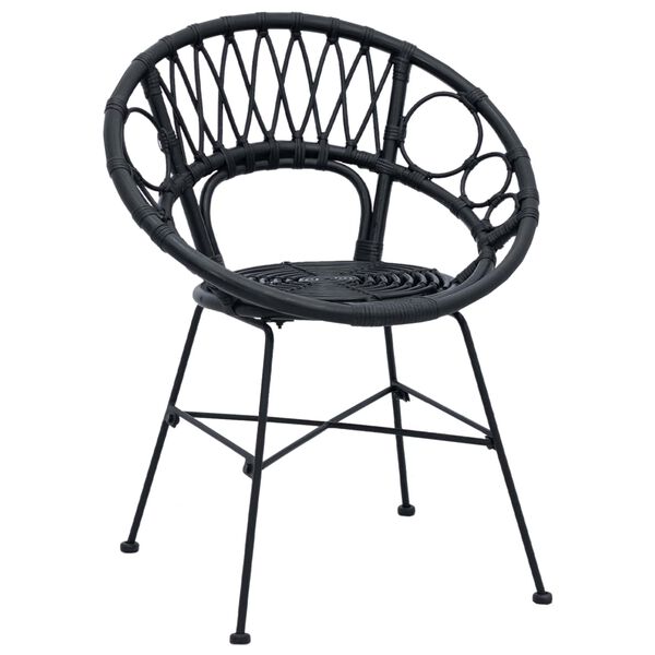 vidaXL Cadeira de jantar 2 pcs Preto 49 x 51 x 81 cm Rattan e Ferro