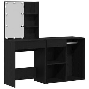 vidaXL Conjunto de Mesa de Maquiagem com LED Carvalho Preto