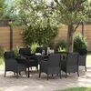 vidaXL Conjunto de Jantar para Jardim com almofada 7 pcs Preto vime PE