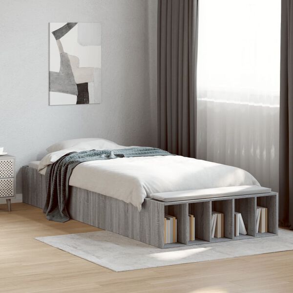 vidaXL Estrutura cama 75x190 cm derivados de madeira cinzento sonoma