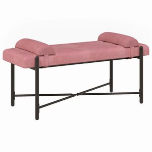 vidaXL Banco com bot&otilde;es e travesseiros Rosa 110 x 40 x 46 cm Veludo