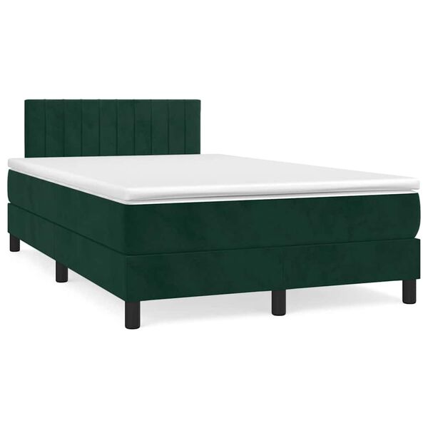vidaXL Cama boxspring com colch&atilde;o 120x190 cm veludo verde-escuro