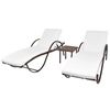 vidaXL Espregui&ccedil;adeiras com mesa 2 pcs vime PE castanho
