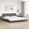 vidaXL Cama com colch&atilde;o Zadar 200x200 cm couro artificial cinzento
