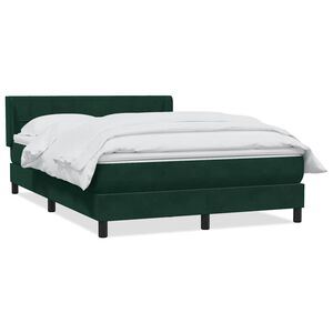 vidaXL Cama box spring com colch&atilde;o 160x210 cm veludo verde escuro