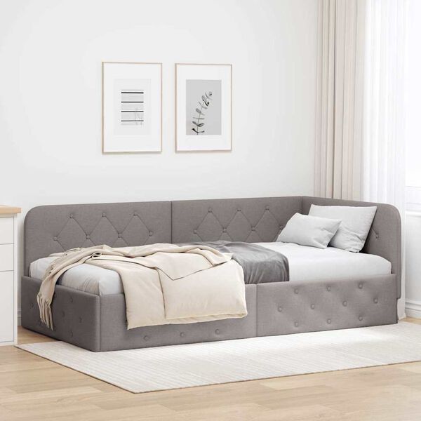 vidaXL Estrutura de Cama de Canto Cinzento-acastanhado 90 x 190 cm