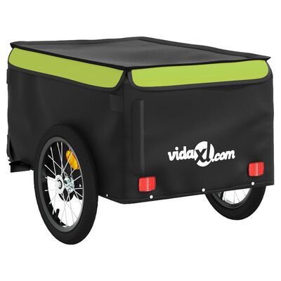 vidaXL Reboque para bicicleta 45 kg ferro preto e verde