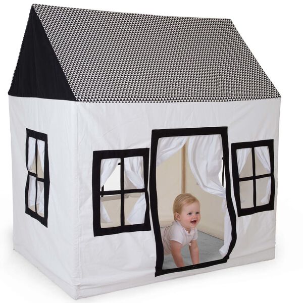 CHILDHOME Casa de brincar 125x95x145cm lona branco e preto