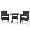 vidaXL 3 pcs conjunto de jantar para jardim vime PE preto