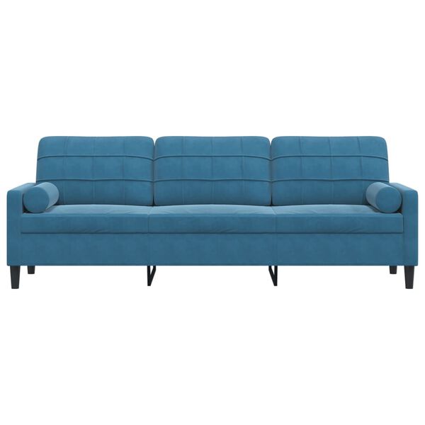 vidaXL Sof&aacute; 3 lugares c/ almofadas decorativas 210 cm veludo azul