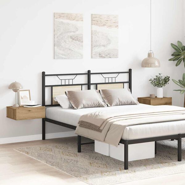 vidaXL Mesa cabeceira suspensa 2 pcs carvalho artesanal 40x32x15 cm