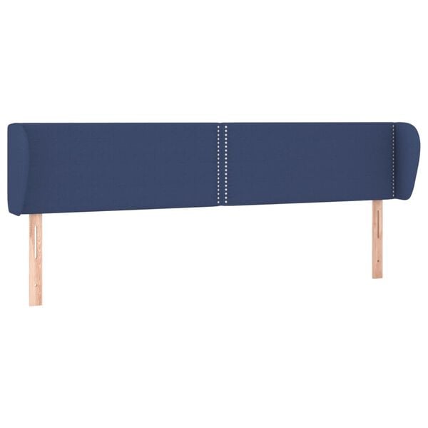 vidaXL Cabeceira de cama c/ abas tecido 183x23x78/88 cm azul
