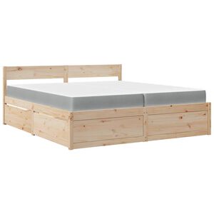 vidaXL Cama com gavetas e colch&atilde;o 200x200 cm madeira de pinho maci&ccedil;a