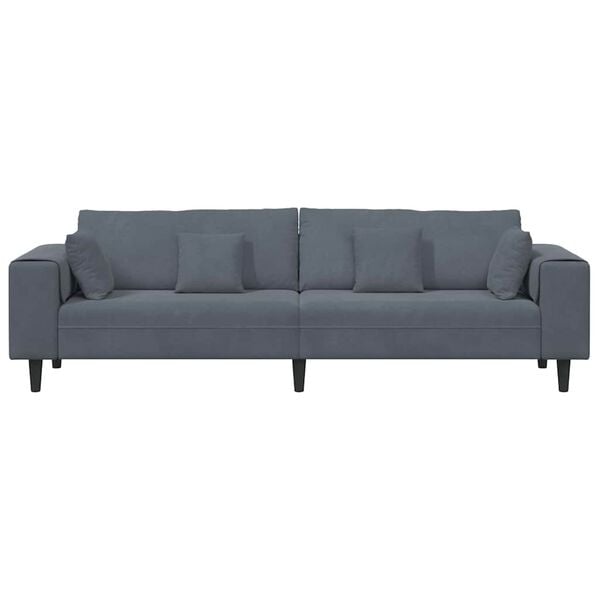 vidaXL Sofá com almofada Cinza Escuro 250 x 77 x 76 cm Veludo