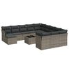 vidaXL 13 pcs conjunto sof&aacute;s p/ jardim c/ almofad&otilde;es vime PE cinzento