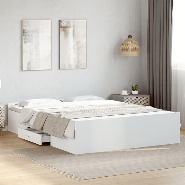 vidaXL Estrutura de cama c/ gavetas 140x200cm derivados madeira branco