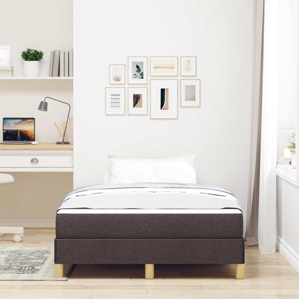 vidaXL Cama Box com colch&atilde;o Marrom Escuro 120 x 200 cm tecido
