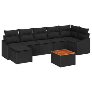 vidaXL Conjunto de Sof&aacute; de Jardim com almofada 8 pcs Preto vime PE