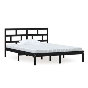 vidaXL Estrutura de cama king 150x200 cm madeira maci&ccedil;a preto