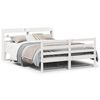 vidaXL Estrutura cama c/ cabeceira 135x190 cm pinho maci&ccedil;o branco