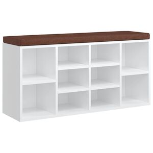 vidaXL Banco sapateira 103x30x48 cm derivados madeira branco brilhante