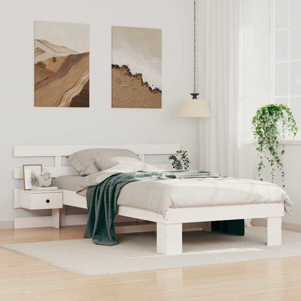 vidaXL Estrutura da Cama Branco 90 x 200 cm Madeira de Pinheiro S&oacute;lida