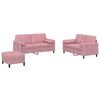 vidaXL 3 pcs conjunto de sof&aacute;s com almofadas veludo rosa
