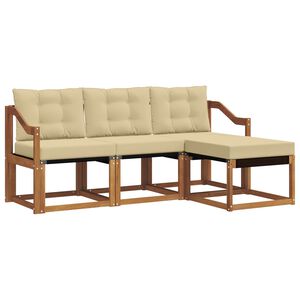 vidaXL Conjunto de Sof&aacute;s para Exterior 4 pcs Natural e Bege