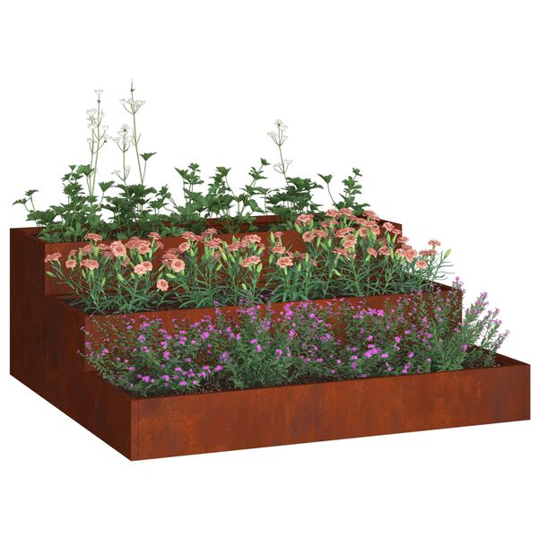 vidaXL Vaso de Jardim Ferro Enferrujado 90 x 90 x 35 cm