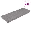 vidaXL Tapetes escada adesivos aspeto sisal 30pcs 65x21x4 cm prateado