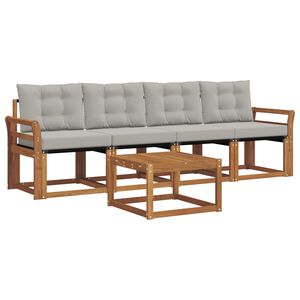 vidaXL Conjunto de Sof&aacute;s para Exterior 5 pcs Cinza Natural e Claro