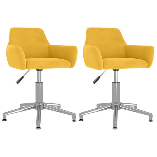 vidaXL Cadeiras de jantar girat&oacute;rias 2 pcs veludo amarelo