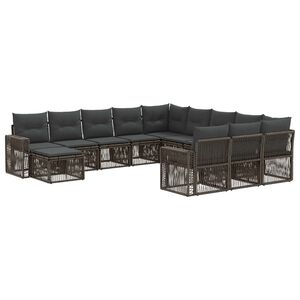vidaXL Conjunto de Sof&aacute; de Jardim 12 pcs Cinza e Cinza Escuro vime PE