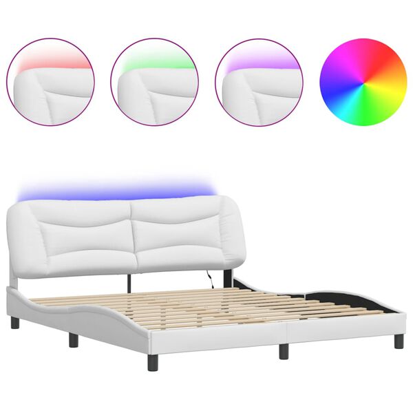 vidaXL Estrutura de cama com LED sem colch&atilde;o Hvar 180x200 cm branco