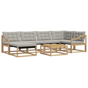 vidaXL Conjunto de Sof&aacute;s para Exterior 7 unid. Branco e Cinzento-Claro