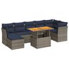 vidaXL 8 pcs conjunto sof&aacute;s de jardim c/ almofad&otilde;es vime PE cinzento