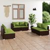 vidaXL 6 pcs conjunto lounge de jardim c/ almofad&otilde;es vime PE castanho