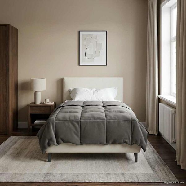 vidaXL Edredom de Ver&atilde;o Simples Cinzento-claro 155 x 220 cm Microfibra